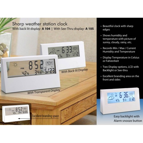SHARP WEATHER STATION CLOCK WITH BACKLIGHT
