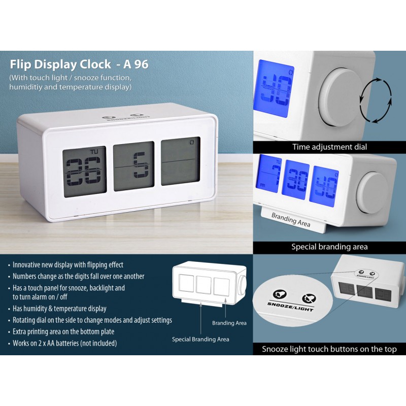 FLIP DISPLAY CLOCK WITH TOUCH LIGHT / SNOOZE FUNCT...