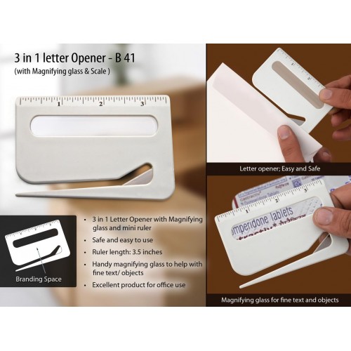  LETTER OPENER WITH MAGNIFIER & RULER