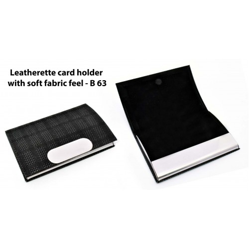 LEATHERETTE CARD HOLDER WITH SOFT FABRIC FEEL