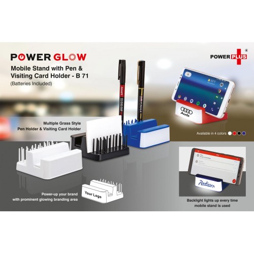  POWERGLOW MOBILE STAND WITH PEN AND VISITING CARD HOLDER (GRASS STYLE)