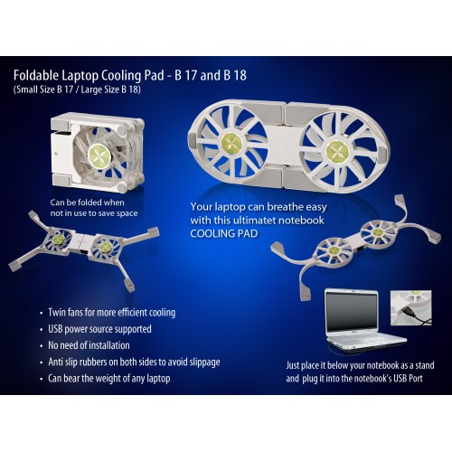 FOLDING LAPTOP STAND WITH USB FAN (SMALL)