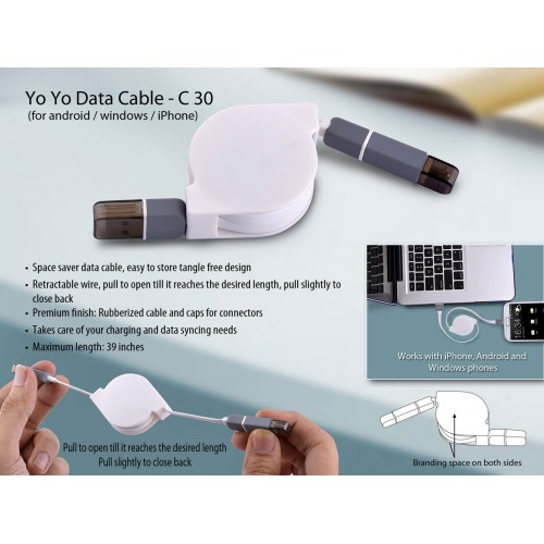 YO YO DATA CABLE (FOR ANDROID / WINDOWS / IPHONE)