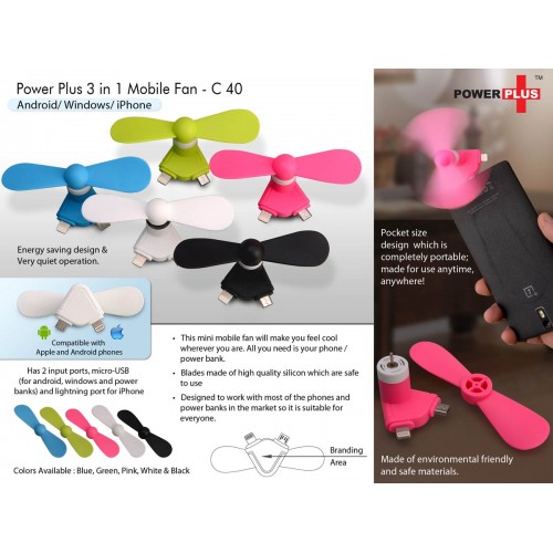 3 IN 1 MOBILE FAN: ANDROID/ WINDOWS/ IOS