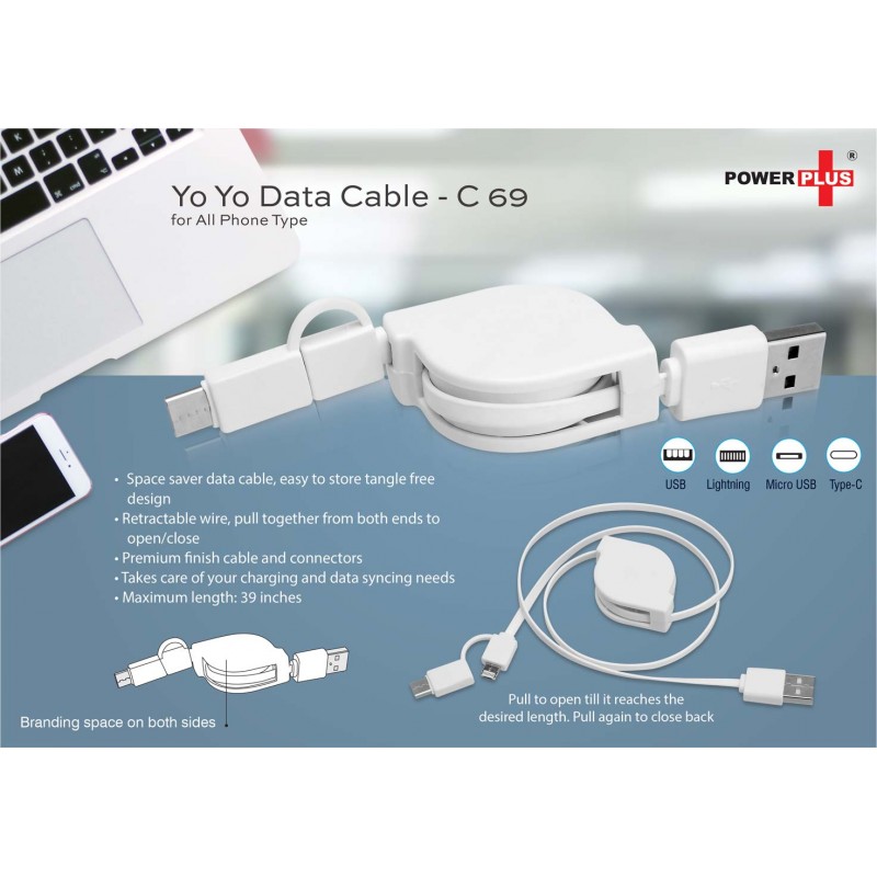 YO YO 3 IN 1 DATA & CHARGING CABLE (WITH USB C...