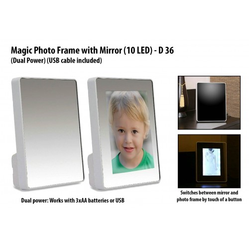  MAGIC PHOTO FRAME WITH MIRROR (10 LED) (DUAL POWER) (USB CABLE INCLUDED)