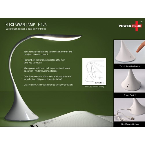 POWER PLUS FLEXI SWAN LAMP (WITH TOUCH SENSOR) (BATTERY & USB POWERED)