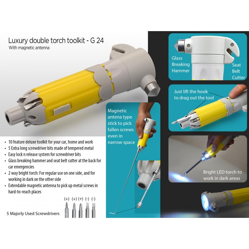 LUXURY DOUBLE TORCH TOOLKIT WITH MAGNETIC ANTENNA