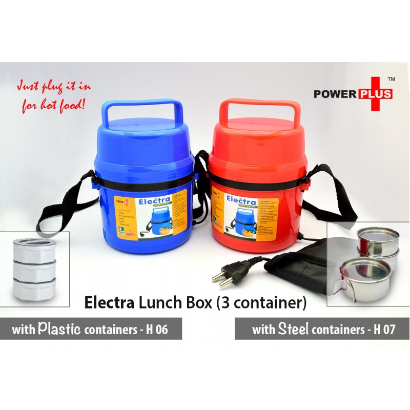 POWER PLUS ELECTRA LUNCH BOX STEEL - 3 CONTAINER