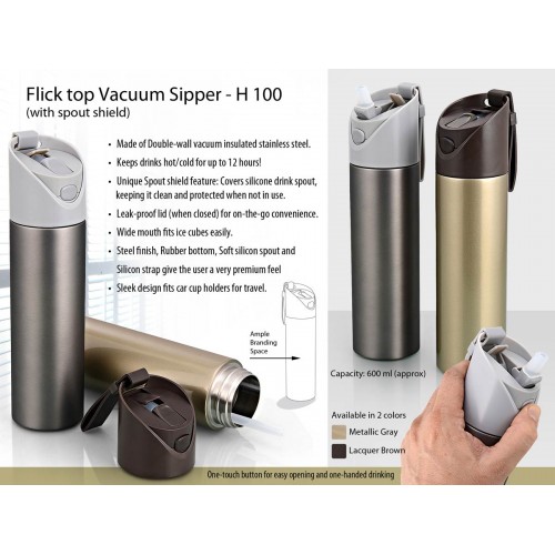 FLICK TOP VACUUM SIPPER (WITH SPOUT SHIELD)