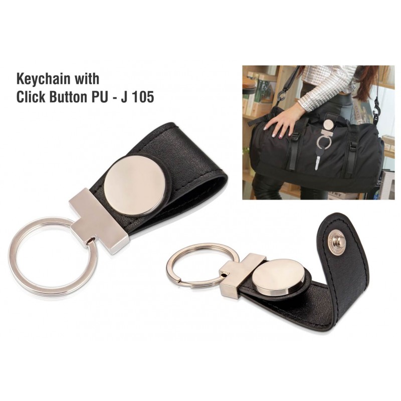 KEYCHAIN WITH CLICK BUTTON PU