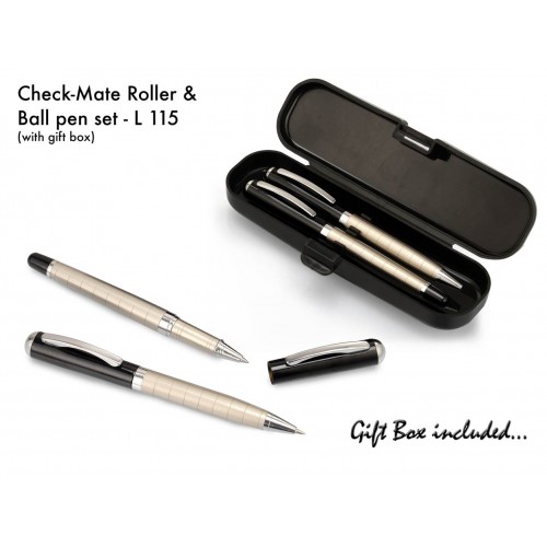  CHECK MATE ROLLER AND BALL PEN SET (WITH BOX)