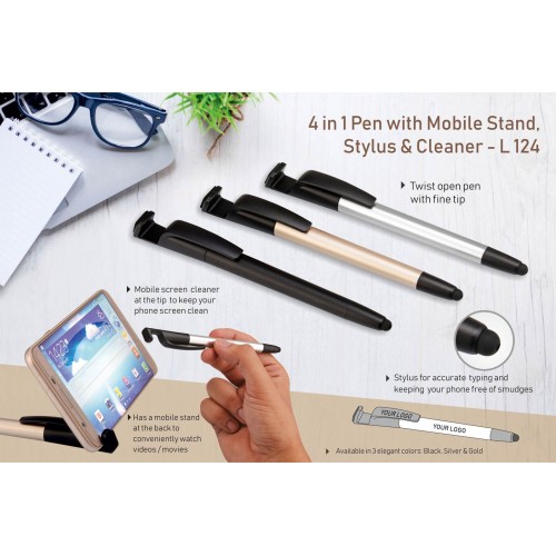  4 IN 1 PEN WITH MOBILE STAND, STYLUS AND CLEANER