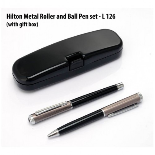 HILTON METAL ROLLER AND BALL PEN SET (WITH GIFT BOX)