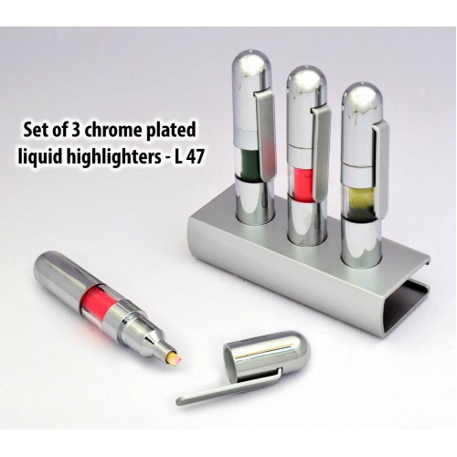 SET OF 3 CHROME PLATED LIQUID HIGHLIGHTERS