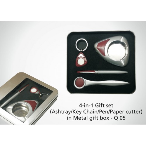 4 IN 1 GIFT SET (KEY CHAIN/PAPER CUTTER/PEN/ASHTRAY)