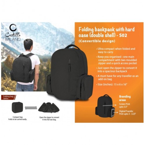 FOLDING BACKPACK WITH HARD CASE (DOUBLE SHELL) BY CASTILLO MILANO