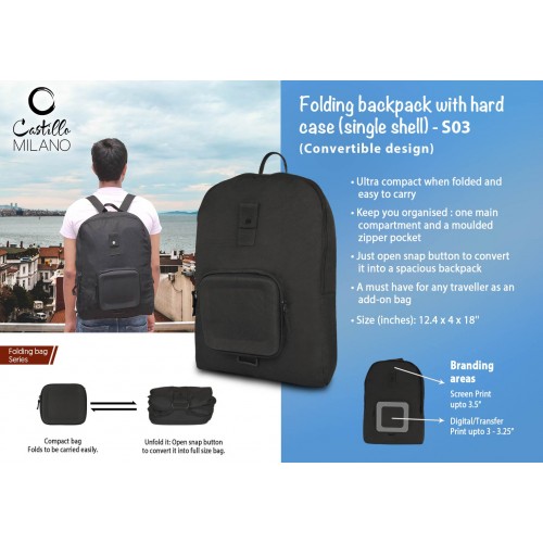 FOLDING BACKPACK WITH HARD CASE (SINGLE SHELL) BY CASTILLO MILANO