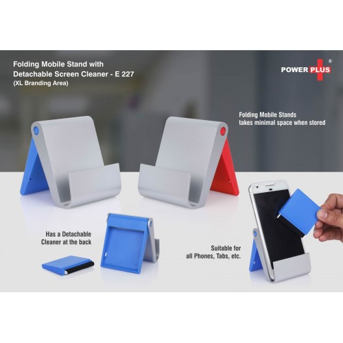 FOLDING MOBILE STAND WITH DETACHABLE SCREEN CLEANER (XL BRANDING AREA)