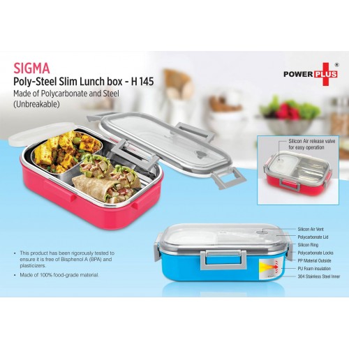 SIGMA POLY-STEEL SLIM LUNCH BOX (MADE OF POLYCARBONATE AND STEEL) (UNBREAKABLE)