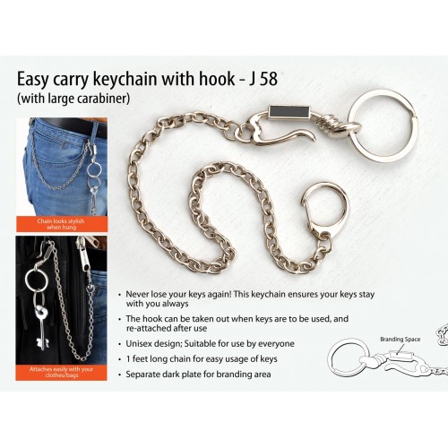  EASY CARRY KEYCHAIN WITH HOOK (WITH LARGE CARABINER)