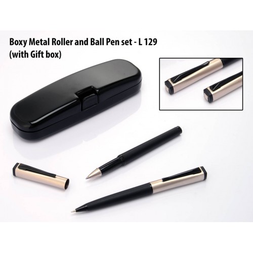 BOXY METAL ROLLER AND BALL PEN SET (WITH GIFT BOX)